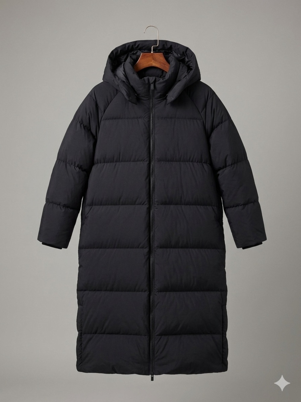 Zara Women's Long Hooded Puffer Coat - Black size L